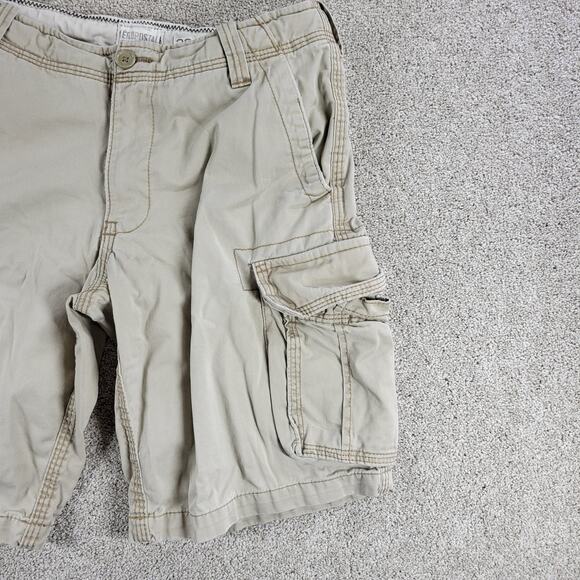 Aeropostale Cargo Shorts Mens 32 Cream Distressed Baggy Cotton Pockets Y2K - Picture 11 of 12